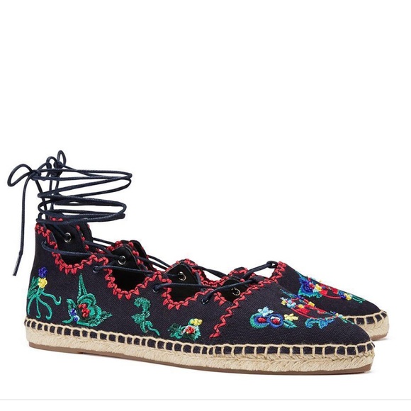 Tory Burch Sonoma Ghillie embroidered espadrilles